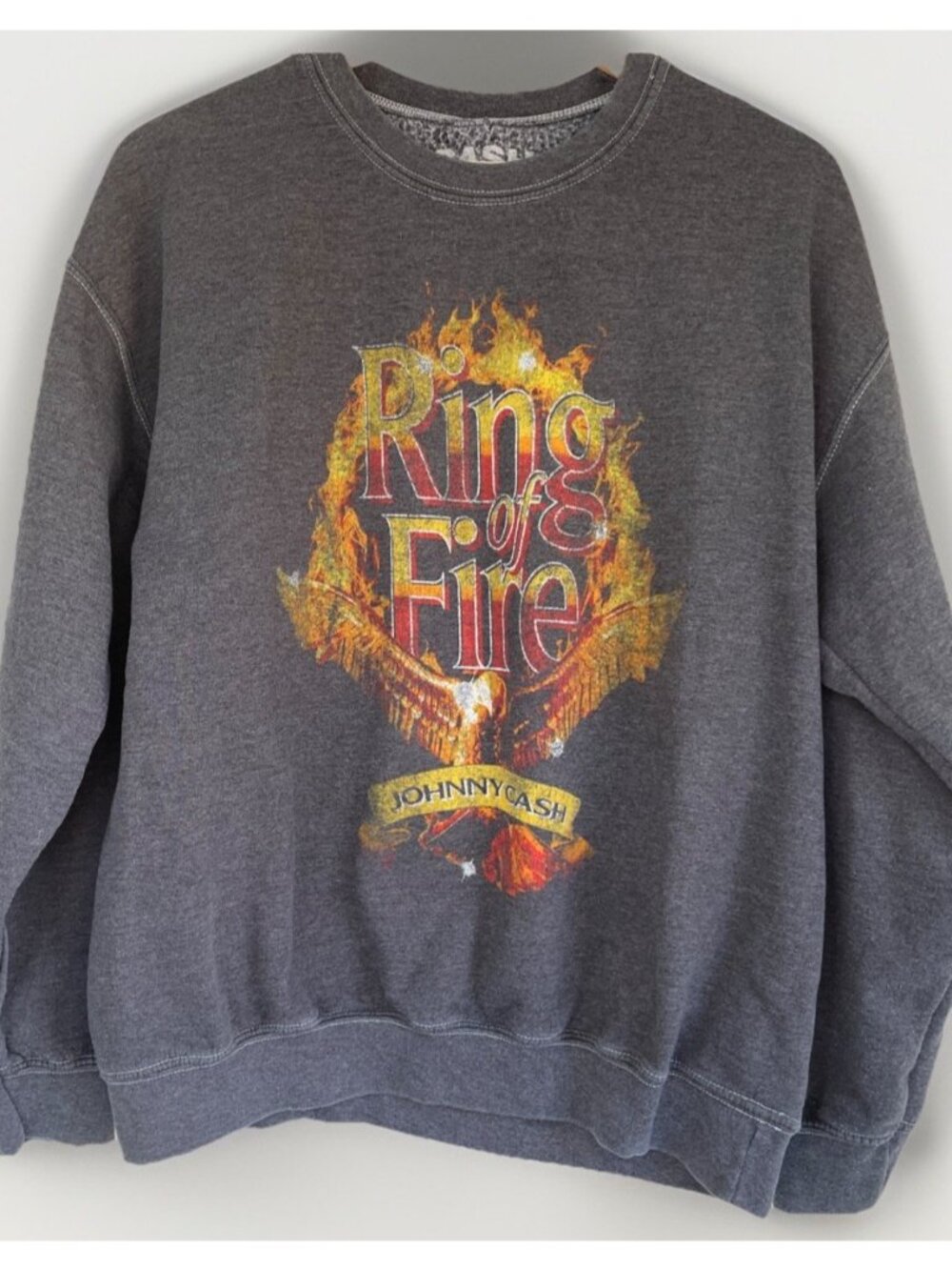 Vintage Y2K Johnny Cash Ring of Fire sweatshirt  Medium M Grunge RARE